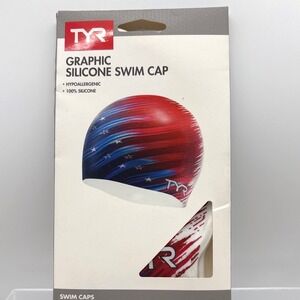 TYR Graphic Silicone Swim Cap Hypoallergenic 100% Silicone-USA‎ Graphic
